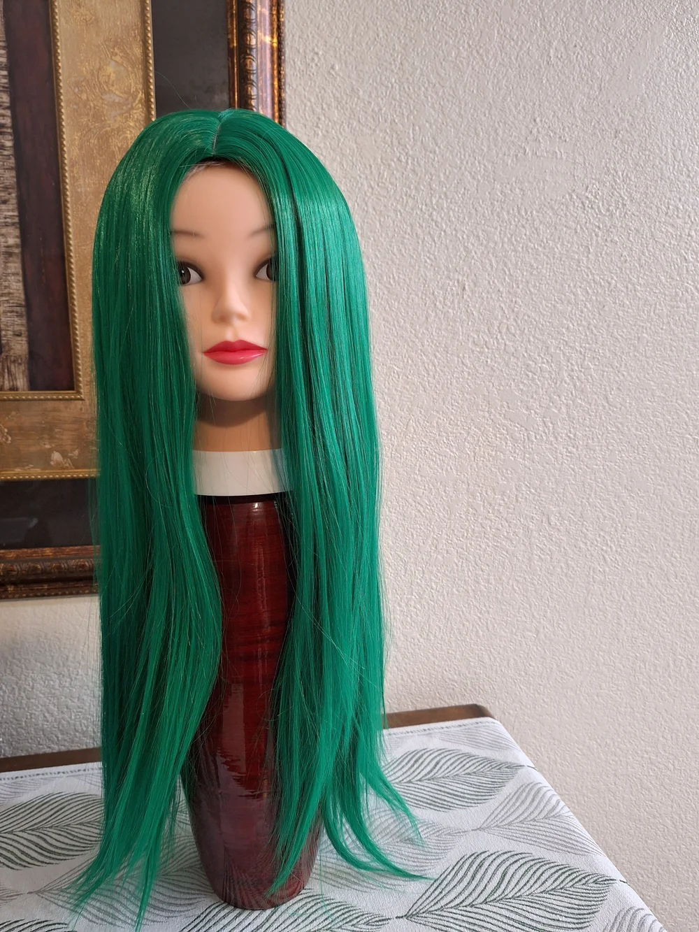 Green Long Straight Women’s Wig - Unknown Brand